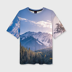 Женская футболка оверсайз Горы Лес Солнце