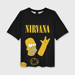 Футболка оверсайз женская NIRVANA ГОМЕР СИМПСОН, SIMPSONS, цвет: 3D-принт