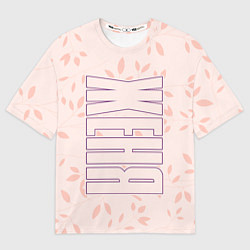 Женская футболка оверсайз Имя Женя по-вертикали с розовым фоном