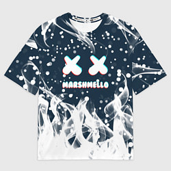 Футболка оверсайз женская Marshmello белый огонь, цвет: 3D-принт