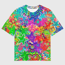 Футболка оверсайз женская COLOR STARFALL, цвет: 3D-принт