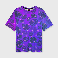 Женская футболка оверсайз Неоновый Chill и пальмовые листья