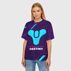 Футболка оверсайз женская Символ Destiny в неоновых цветах на темном фоне, цвет: 3D-принт — фото 2