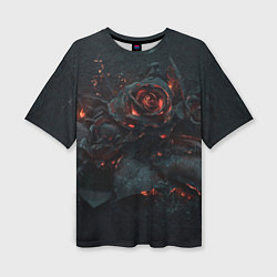 Женская футболка оверсайз Тлеющий розы