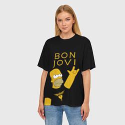 Футболка оверсайз женская Bon Jovi Гомер Симпсон Рокер, цвет: 3D-принт — фото 2