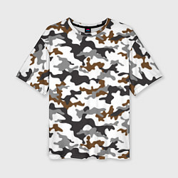 Футболка оверсайз женская Камуфляж Чёрно-Белый Camouflage Black-White, цвет: 3D-принт