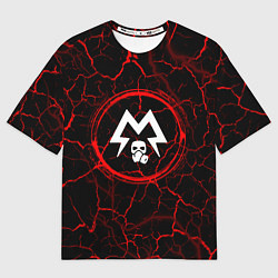 Футболка оверсайз женская Символ Metro Exodus и краска вокруг на темном фоне, цвет: 3D-принт