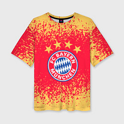 Футболка оверсайз женская Bayern munchen красно желтый фон, цвет: 3D-принт