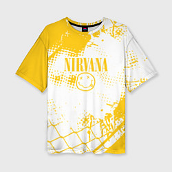 Женская футболка оверсайз Nirvana - нирвана смайл
