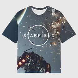 Футболка оверсайз женская Космический бой в Starfield, цвет: 3D-принт