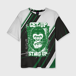 Женская футболка оверсайз Голова злой гориллы