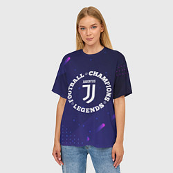 Футболка оверсайз женская Символ Juventus и круглая надпись Football Legends, цвет: 3D-принт — фото 2
