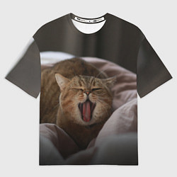 Футболка оверсайз женская Эх, поспать бы! Зевающий котяра, цвет: 3D-принт
