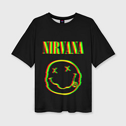 Женская футболка оверсайз Nirvana глитч