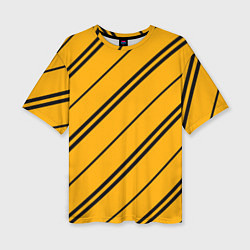 Футболка оверсайз женская Полосы желтые черные, цвет: 3D-принт