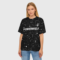 Футболка оверсайз женская Powerwolf Glitch на темном фоне, цвет: 3D-принт — фото 2