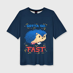 Женская футболка оверсайз Little Sonic gotta go fast