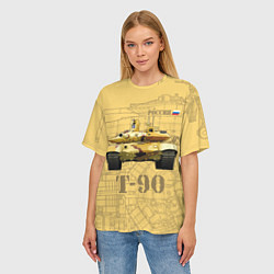 Футболка оверсайз женская T-90 Владимир - Основной боевой танк России, цвет: 3D-принт — фото 2