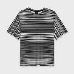 Футболка оверсайз женская Black and white thin stripes Тонкие полосы, цвет: 3D-принт