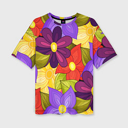 Футболка оверсайз женская MULTICOLORED PANSIES, цвет: 3D-принт