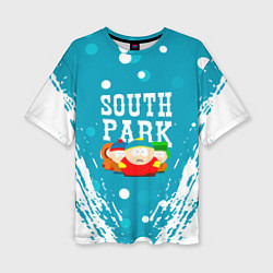 Женская футболка оверсайз Южный Парк - на голубом фоне