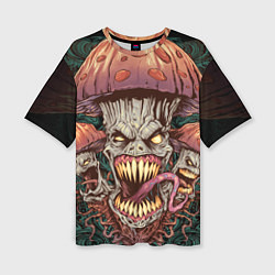 Женская футболка оверсайз Злые грибы монстры
