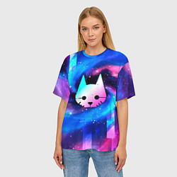 Футболка оверсайз женская Stray Неоновый Космос, цвет: 3D-принт — фото 2
