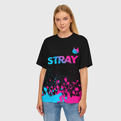 Футболка оверсайз женская Stray - neon gradient logo, цвет: 3D-принт — фото 2