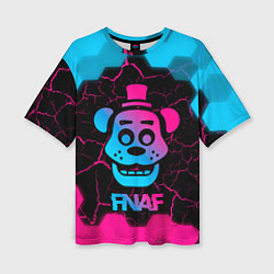 Футболка оверсайз женская FNAF мишка - neon gradient, цвет: 3D-принт