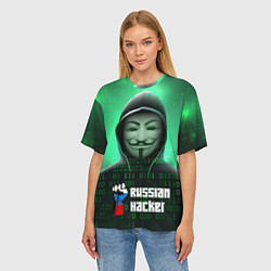 Футболка оверсайз женская Russian hacker green, цвет: 3D-принт — фото 2