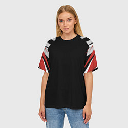 Футболка оверсайз женская Кроссфит униформа - Красная абстракция, цвет: 3D-принт — фото 2