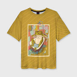Женская футболка оверсайз Отдыхающая лягуха