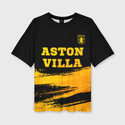 Женская футболка оверсайз Aston Villa - gold gradient: символ сверху