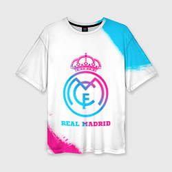 Футболка оверсайз женская Real Madrid neon gradient style, цвет: 3D-принт