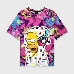 Женская футболка оверсайз Гомер Симпсон в звёздном балахоне!