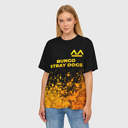 Футболка оверсайз женская Bungo Stray Dogs - gold gradient: символ сверху, цвет: 3D-принт — фото 2