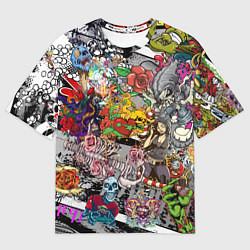 Футболка оверсайз женская Цветное граффити и татуировки, цвет: 3D-принт
