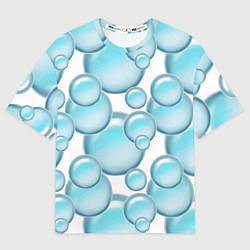 Футболка оверсайз женская Стеклянные голубые шарики марблс, цвет: 3D-принт