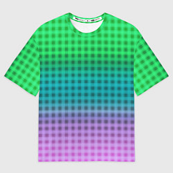 Футболка оверсайз женская Gradient lilac green plaid, цвет: 3D-принт