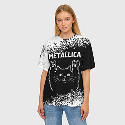 Футболка оверсайз женская Группа Metallica и рок кот, цвет: 3D-принт — фото 2
