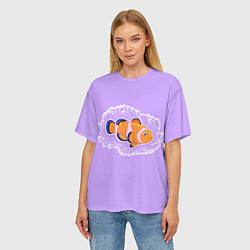 Футболка оверсайз женская Яркая рыбка Клоун, цвет: 3D-принт — фото 2