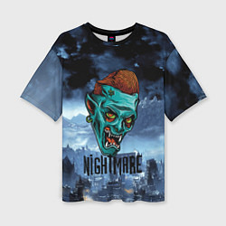 Женская футболка оверсайз Ночной кошмар - Horror face
