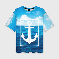 Женская футболка оверсайз Anchor - marine theme
