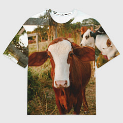 Женская футболка оверсайз Милая коровка