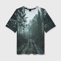 Женская футболка оверсайз Дорога в лес