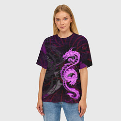 Футболка оверсайз женская Неоновый дракон purple dragon, цвет: 3D-принт — фото 2