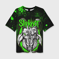 Женская футболка оверсайз Slipknot зеленый козел