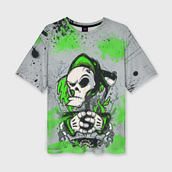 Футболка оверсайз женская Slipknot скелет green, цвет: 3D-принт