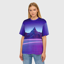Футболка оверсайз женская Neon mountains - Vaporwave, цвет: 3D-принт — фото 2