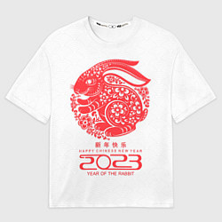 Футболка оверсайз женская Happy chinese New Year, 2023 year of the rabbit, цвет: 3D-принт
